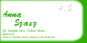 anna szasz business card